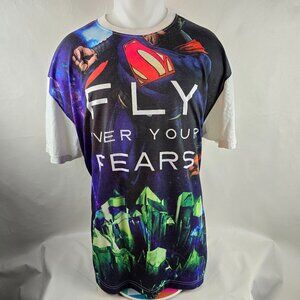 Super Man T Shirt Mens XL White Fly Over Your Fears Slowbucks DC Comics Graphic